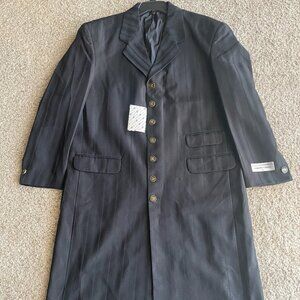 Alberto Celini Men’s XL Black Long Overcoat Formal Dress Jacket Button Front